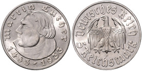 DRITTES REICH, 1933-1945, 5 Reichsmark 1933 F. Luther.
 st
J.353