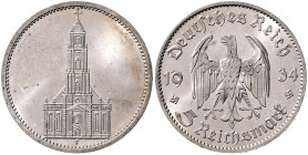 DRITTES REICH, 1933-1945, 5 Reichsmark 1934 F. Garnisonkirche ohne Datum.
 st
J.357