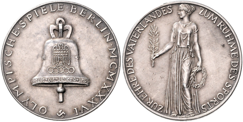 DRITTES REICH, 1933-1945, Silbermed. 1936 von K.Roth. Olympische Spiele in Berli...