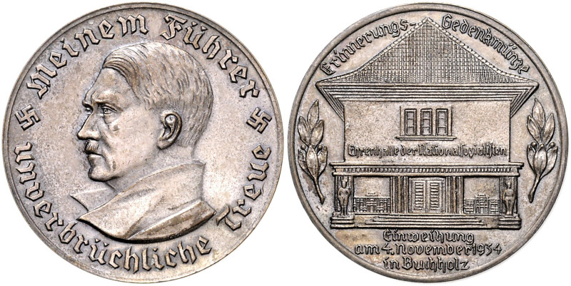 DRITTES REICH, 1933-1945, Versilb. Br.-Med. 1934 v.O.Thiede a.d. Einweihung der ...