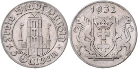 DANZIG, Freie Stadt, 1920-1939, 5 Gulden 1932. Marienkirche.
 vz
J.D17