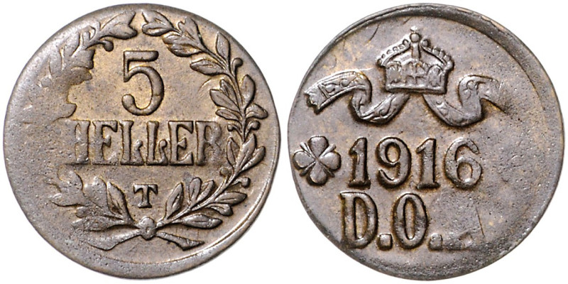 KOLONIEN, Deutsch-Ostafrika, 5 Heller 1916 T. 22mm; 2,99g; 12h.
 prägesch., vz-...