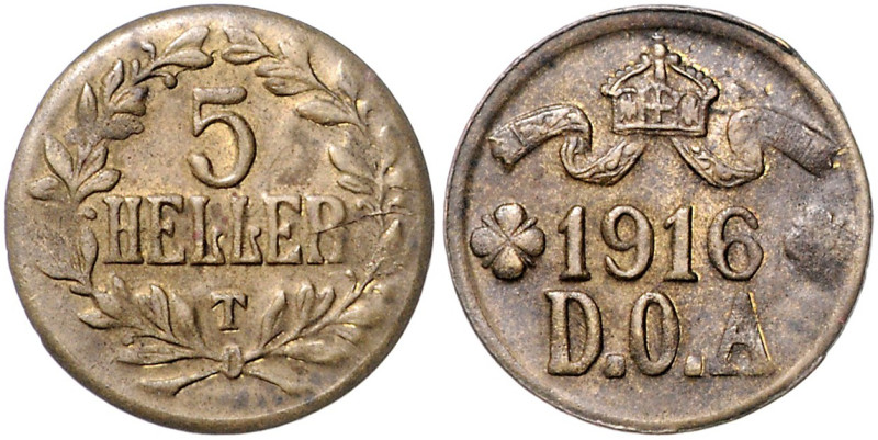 KOLONIEN, Deutsch-Ostafrika, 5 Heller 1916 T. 22mm, 3,27g, 12h.
 prägeschw., vz...