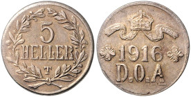 KOLONIEN, Deutsch-Ostafrika, 5 Heller 1916 T.
 f.st
J.723; N.740; Y.9