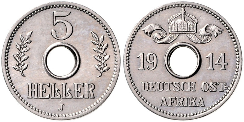KOLONIEN, Deutsch-Ostafrika, 5 Heller 1914 J.
 st
J.718