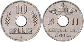 KOLONIEN, Deutsch-Ostafrika, 10 Heller 1911 A.
 vz+
J.719; N.732; Y.12