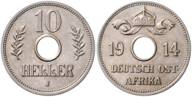 KOLONIEN, Deutsch-Ostafrika, 10 Heller 1914 J.
 st
J.719; N.732; Y.12