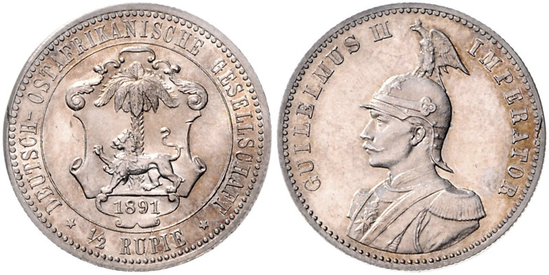 KOLONIEN, Deutsch-Ostafrika, 1/2 Rupie 1891.
 st
J.712