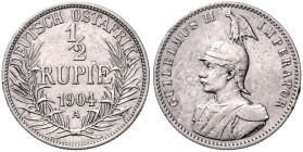KOLONIEN, Deutsch-Ostafrika, 1/2 Rupie 1904 A.
 ss+
J.721; N.736; Y.14