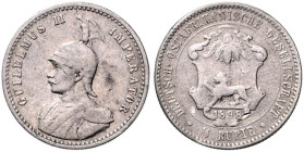KOLONIEN, Deutsch-Ostafrika, 1/4 Rupie 1898. 19mm; 2,85g; 12h.
 ss
J.711; N.721; Y.2