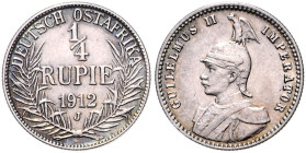 KOLONIEN, Deutsch-Ostafrika, 1/4 Rupie 1912 J.
 f.vz
J.720; N.735; Y.13
