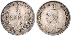 KOLONIEN, Deutsch-Ostafrika, 1/4 Rupie 1913 J.
 vz/st
J.720