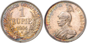 KOLONIEN, Deutsch-Ostafrika, 1 Rupie 1904 A. 31mm; 11,65g; 12h. Ex Wendel, Nr.5468, 09.12.1999.
 schöne Patina, f.st
J.722
