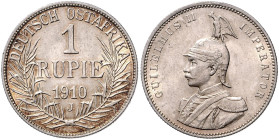 KOLONIEN, Deutsch-Ostafrika, 1 Rupie 1910 J. 31mm; 11,66g; 12h. Ex H.Möller A24, Nr.2189.
 vz-st
J.722