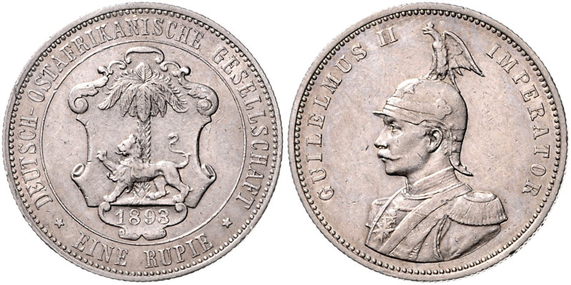 KOLONIEN, Deutsch-Ostafrika, 1 Rupie 1893. 31mm; 11,60g; 12h.
 ss-vz
J.713