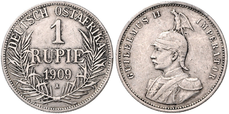 KOLONIEN, Deutsch-Ostafrika, 1 Rupie 1909 A. 31mm; 11,60g; 12h.
 ss
J.722