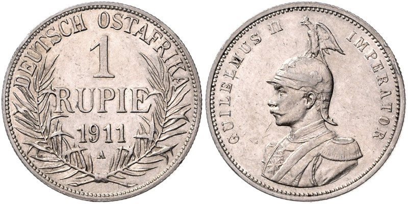 KOLONIEN, Deutsch-Ostafrika, 1 Rupie 1911 A. 31mm; 11,63g; 12h.
 kl.Kr., vz
J....