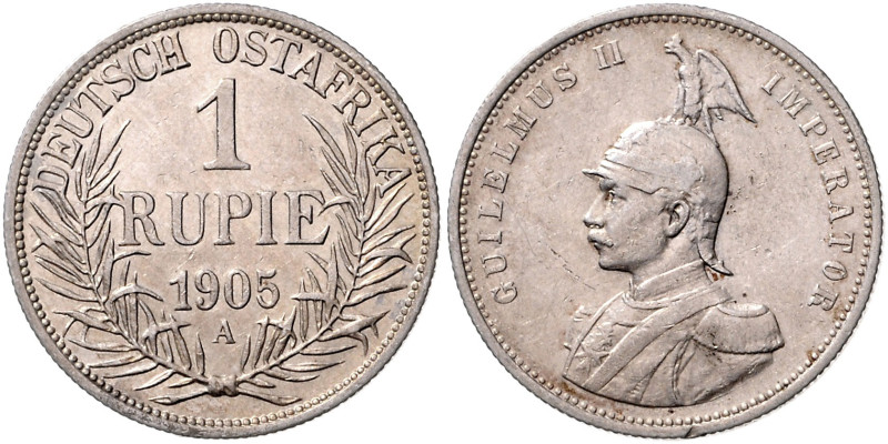 KOLONIEN, Deutsch-Ostafrika, 1 Rupie 1905 A. 31mm; 11,61g; 12h.
 kl.Kr., ss-vz...