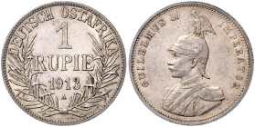 KOLONIEN, Deutsch-Ostafrika, 1 Rupie 1913 A. 31mm; 11,63g; 12h.
 schöne Patina, vz
J.722