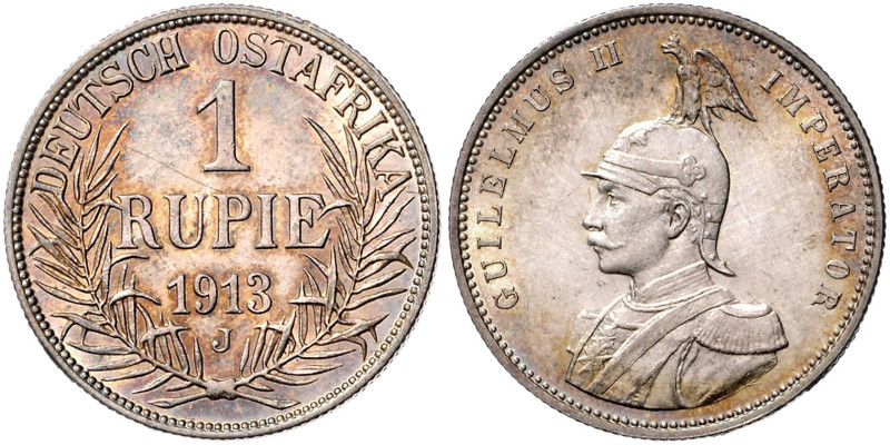 KOLONIEN, Deutsch-Ostafrika, 1 Rupie 1913 J. 31mm, 11,67g; 12h. Ex Wendel, Nr.54...