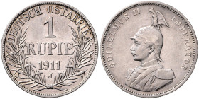 KOLONIEN, Deutsch-Ostafrika, 1 Rupie 1911 J. 31mm; 11,61g, 12h.
 ss-vz
J.722