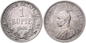 KOLONIEN, Deutsch-Ostafrika, 1 Rupie 1905 J. 31mm; 11,54g; 12h.
 ss-vz
J.722