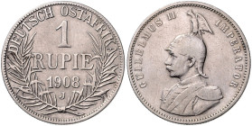 KOLONIEN, Deutsch-Ostafrika, 1 Rupie 1908 J. 31mm; 11,50g; 12h.
 ss
J.722