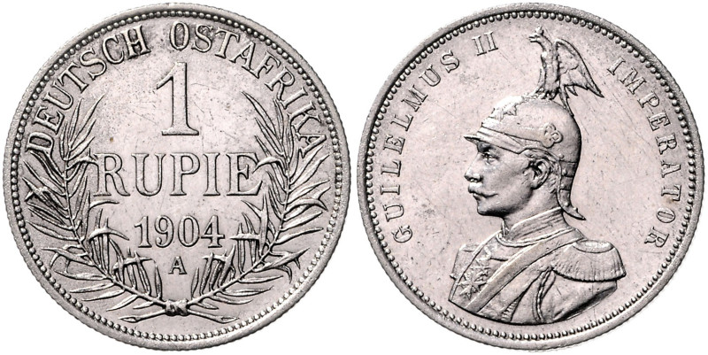 KOLONIEN, Deutsch-Ostafrika, 1 Rupie 1904 A.
 geputzt, f.vz
J.722