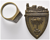 KOLONIEN, Kolonien, Eins. Kupfer-Abzeichen zum IV. Bundestreffen Verband Ehem. Angehör. d. deutschen Afrika Korps. Rs.Nadel. Palme über Eisernem Kreuz...