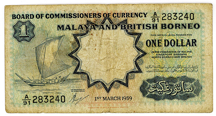 MALAYA & BRITISH BORNEO, Board of Commissioners of Currency, Dollar 1.3.1959.
 ...