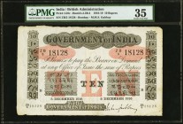 India Government of India 10 Rupees Bombay 5.12.1916 Pick A10c Jhunjhunwalla-Razack 2A.2.3 B.4 PMG Choice Very Fine 35. An excellent example of this e...