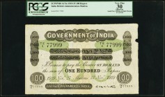 India Government of India 100 Rupees Madras 27.11.1919 Pick A17ab Jhunjhunwalla-Razack 2A.5.2 E.4 PCGS Apparent Very Fine 30. A bright and attractive ...