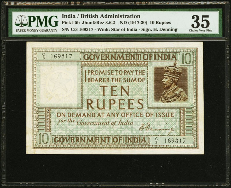 India Government of India 10 Rupees ND (ca. 1920-25) Pick 5b Jhunjhunwalla-Razac...