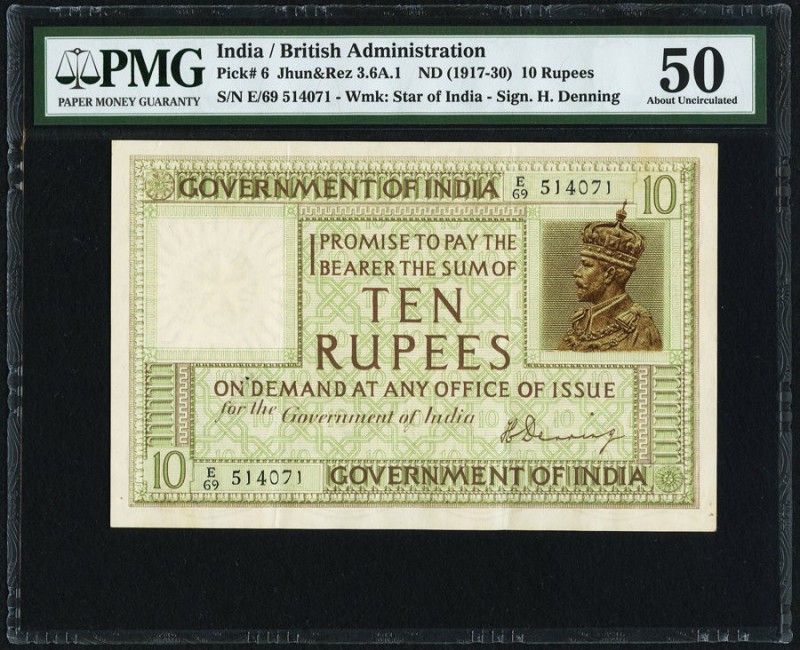 India Government of India 10 Rupees ND (1917-30) Pick 6 Jhunjhunwalla-Razack 3.6...