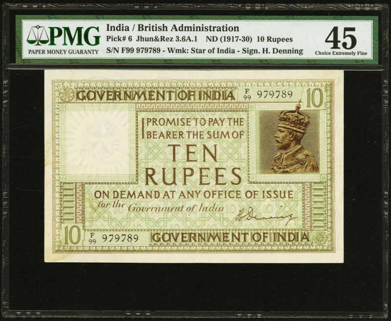 India Government of India 10 Rupees ND (ca. 1920-25) Pick 6 Jhunjhunwalla-Razack...