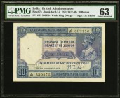 India Government of India 10 Rupees ND (1917-1930) Pick 7b Jhunjhunwalla-Razack 3.7.2 PMG Choice Uncirculated 63. An attractive blue, gray, and purple...