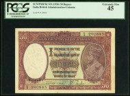India Government of India, Calcutta 50 Rupees ND (1930) Pick 9d Jhunjhunwalla-Razack 3.9 PCGS Extremely Fine 45. As beautiful as it is rare, this outs...