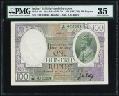 India Government of India 100 Rupees ND (1917-1930) Pick 10e Jhunjhunwalla-Razack 3.10.3A PMG Choice Very Fine 35. This variety has Prefix T and the s...