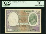 India Government of India 100 Rupees ND (1920-25) Pick 10e Jhunjhunwalla-Razack 3.10 PCGS Apparent Very Fine 30. A pleasing Bombay issued example of t...