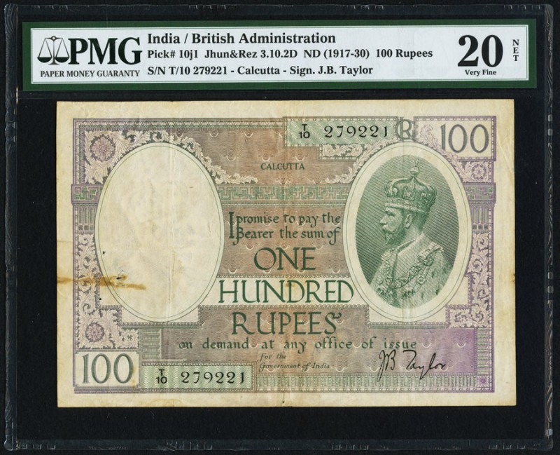 India Government of India 100 Rupees ND (1917-1930) Pick 10g Jhunjhunwalla-Razac...