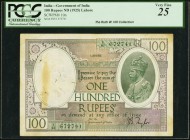 India Government of India 100 Rupees ND (ca. 1925) Pick 10n Jhunjhunwalla-Razack 3.10 PCGS Very Fine 25. Issued from the Lahore office, this violet an...