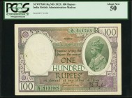 India Government of India 100 Rupees ND (1925) Pick 10q Jhunjhunwalla-Razack 3.10 PCGS About New 50. A beautiful and fresh example, issued from Madras...