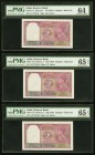 India Reserve Bank of India 2 Rupees ND (1937) Pick 17a Jhunjhunwalla-Razack 4.2.1 Three Consecutive Examples PMG Choice Uncirculated 64; Gem Uncircul...