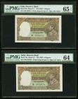 India Reserve Bank of India 5 Rupees ND (1937) Pick 18a Jhunjhunwalla-Razack 4.3.1 Two Consecutive Examples PMG Choice Uncirculated 64; Gem Uncirculat...