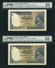 India Reserve Bank of India 10 Rupees ND (1937) Pick 19a Jhunjhunwalla-Razack 4.5.1, Two Examples PMG About Uncirculated 55 (2). A lightly circulated ...