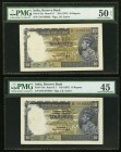 India Reserve Bank of India 10 Rupees ND (1937) Pick 19a Jhunjhunwalla-Razack 4.5.1 PMG About Uncirculated 50 EPQ; Choice Extremely Fine 45. A pair of...