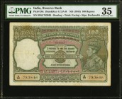 India Reserve Bank of India 100 Rupees ND (1943) Pick 20c Jhunjhunwalla-Razack 4.7.3A-B PMG Choice Very Fine 35. Issued during World War II, this gree...