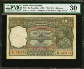 India Reserve Bank of India 100 Rupees ND (1937) Pick 20g Jhunjhunwalla-Razack 4.7.1C PMG Very Fine 30. Still a bright and quite presentable example, ...
