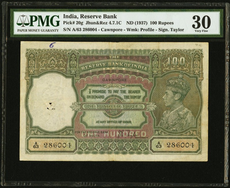 India Reserve Bank of India 100 Rupees ND (1937) Pick 20g Jhunjhunwalla-Razack 4...