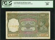 India Reserve Bank of India 100 Rupees ND (1937) Pick Unlisted Jhunjhunwalla-Razack 4.7 PCGS Very Fine 20. A pleasing mid-grade example of this 100 Ru...